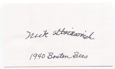 Nick Strincevich Signed 3x5 Index Card Autographed Baseball 1940 Boston Bees