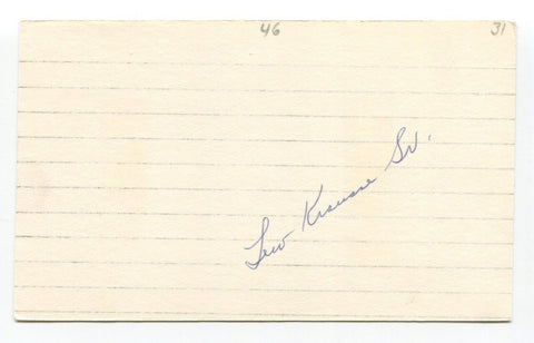 Lewis "Lew" Krausse Signed Index Card Autographed Baseball MLB