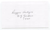 Rugger Ardizoia Signed 3x5 Index Card Autographed Signature New York Yankees 