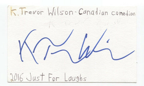 K. Trevor Wilson Signed 3x5 Index Card Autographed Signature Comedian Actor