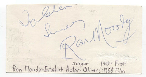 Ron Moody Signed 3x5 Index Card Autograph Signature Actor Writer