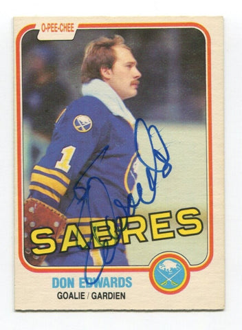 1981 O-Pee-Chee Don Edwards Signed Card NHL Hockey Autograph AUTO #21