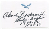 Chuck Bednarik 3x5 Index Card Autographed Signature Philadelphia Eagles HOF