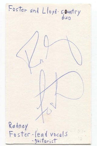 Radney Foster Signed 3x5 Index Card Autographed Signature Singer Songwriter