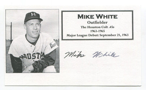 Mike White Signed 3x5 Index Card Autograph Baseball MLB Houston Colt .45s