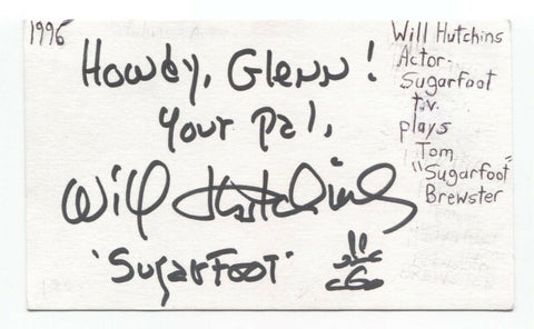 Will Hutchins Signed 3x5 Index Card Autographed Signature Sugarfoot