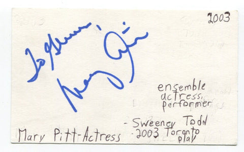 Mary Pitt Signed 3x5 Index Card Autographed Actress Orphan Black Degrassi