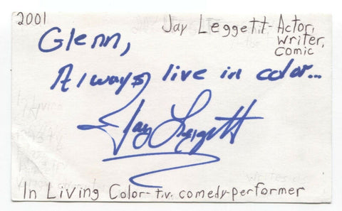 Jay Leggett Signed 3x5 Index Card Autograph Signature Actor In Living Color