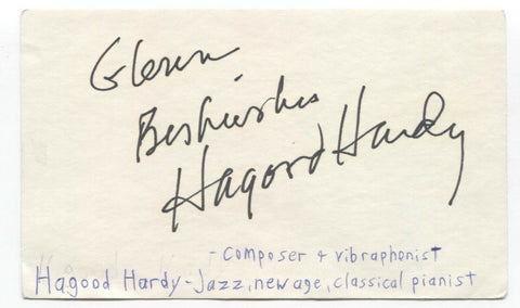 Hagood Hardy Signed 3x5 Index Card Autographed Signature Composer Musician