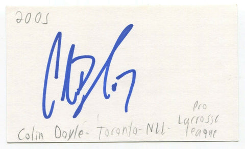 Colin Doyle Signed 3x5 Index Card Autographed Signature Lacrosse NLL