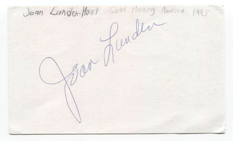 Joan Lunden Signed 3x5 Index Card Autographed Signature Good Morning America