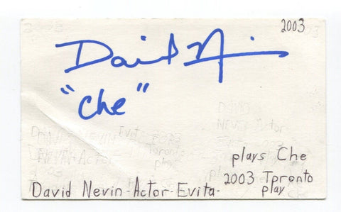 David Nevin Signed 3x5 Index Card Autographed Actor Evita Masterminds