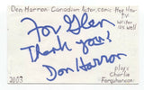 Don Harron Signed 3x5 Index Card Autograph Signature Actor