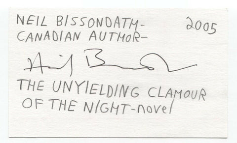 Neil Bissoondath Signed 3x5 Index Card Autographed Signature Author Writer