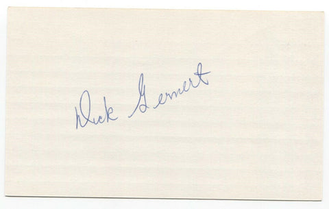 Dick Gernert Signed 3x5 Index Card Baseball Autographed Signature 