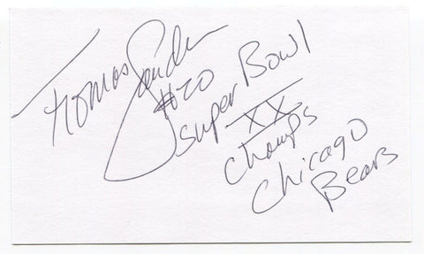 Thomas Sanders Signed 3x5 Index Card Autographed NFL Football 1985 Chicago Bears