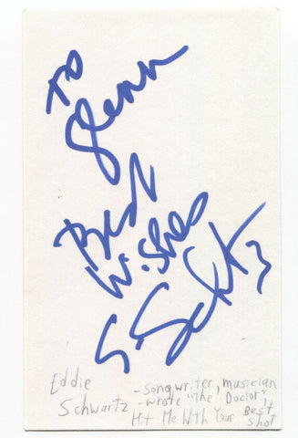 Eddie Schwartz Signed 3x5 Index Card Autographed Signature Musician Songwriter