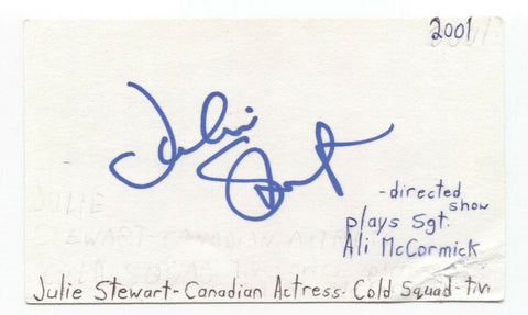 Julie Stewart Signed 3x5 Index Card Autographed Signature Actress Cold Squad