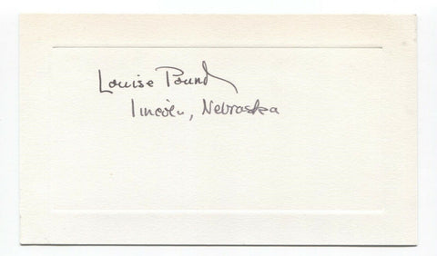 Louise Pound Signed Card Autographed Signature Feminist Nebraska Hall of Fame