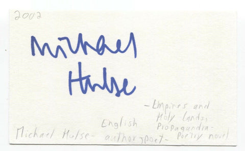 Michael Hulse Signed 3x5 Index Card Autographed Signature Author Writer Poet