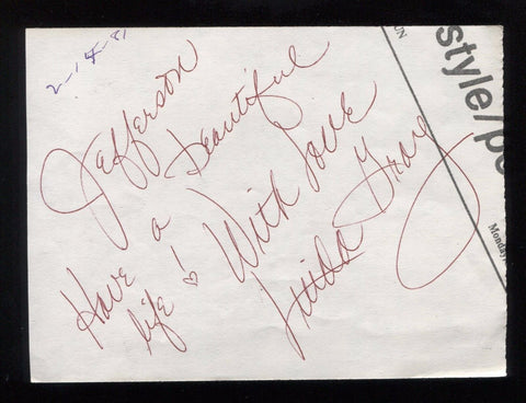 Linda Gray Signed Paper Note Page Vintage Autograph Sue Ellen Ewing Dallas