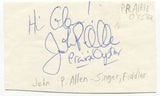 Prairie Oyster - John P. Allen Signed Cut 3x5 Index Card Autographed Band