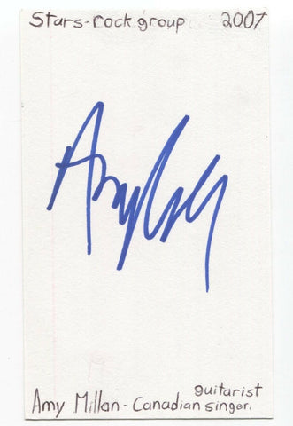 Stars - Amy Millan Signed 3x5 Index Card Autographed Signature Band Singer