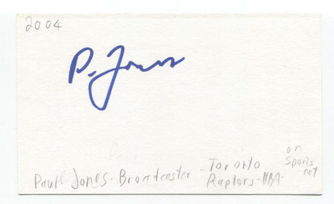 Paul Jones Signed 3x5 Index Card Autographed NBA Basketball Raptors Sportscaster