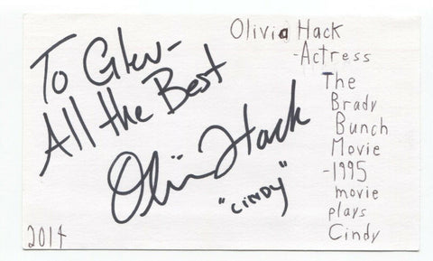 Olivia Hack Signed 3x5 Index Card Autograph Signature Actress Star Wars