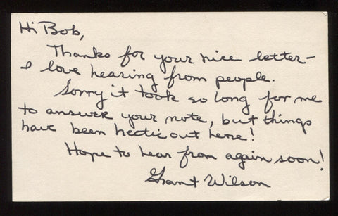 Grant Wilson Signed Index Card 3x5 Signature Autographed AUTO 