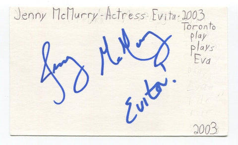 Jennifer McMurray Signed 3x5 Index Card Autographed Actress