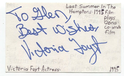 Victoria Foyt Signed 3x5 Index Card Autographed Signature Actress