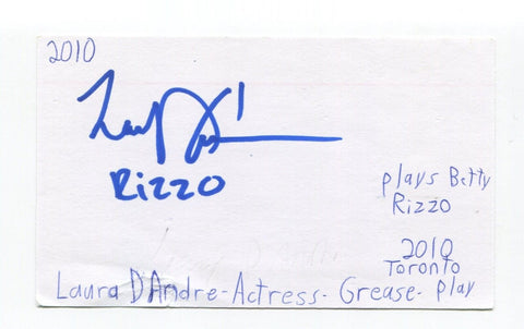 Laura D'Andre Signed 3x5 Index Card Autographed Actress Grease Law And Order
