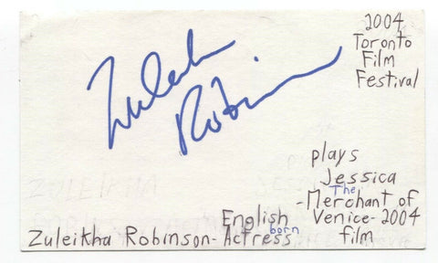 Zuleikha Robinson Signed 3x5 Index Card Autograph Signature Actress Lost