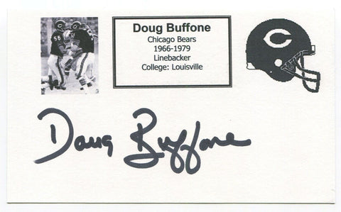 Doug Buffone Signed 3x5 Index Card Autographed NFL Football Chicago Bears