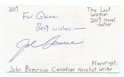 John Bemrose Signed 3x5 Index Card Autographed Signature Author Journalist