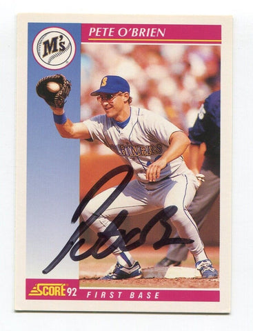 1992 Score Pete O'Brien Signed Card Baseball MLB Autographed AUTO #141