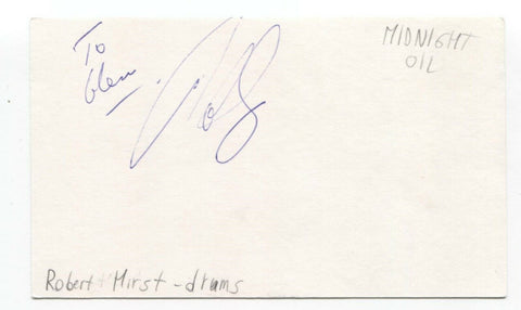 Midnight Oil - Rob Hirst Signed 3x5 Index Card Autographed Signature Band