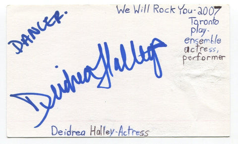 Deidrea Hall Signed 3x5 Index Card Autographed Actress Lion King We Will Rock