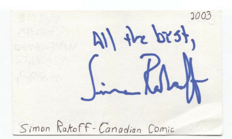 Simon Rakoff Signed 3x5 Index Card Autographed Signature Comedian Stand Up Comic