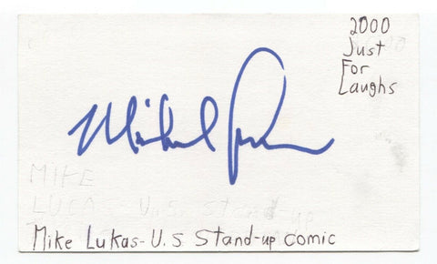 Mike Lukas Signed 3x5 Index Card Autographed Signature Comedian Comic Actor