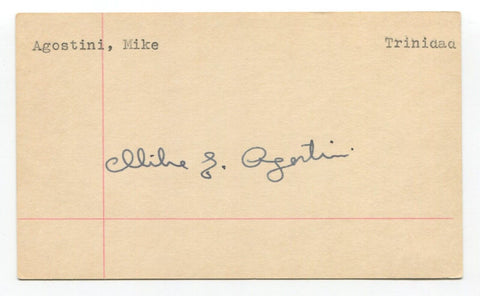 Mike Agostini Signed Index Card Autographed Track Trinidad 1956 Olympics