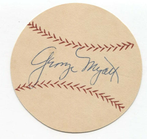 George Myatt Signed Paper Baseball Autographed Signature Washington Senators