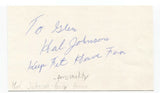 Hal Johnson Signed 3x5 Index Card Autograph Signature Actor Body Break