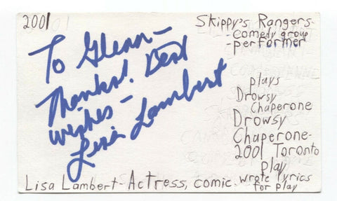 Lisa Lambert Signed 3x5 Index Card Autographed Signature Actress 
