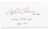 Alfred Anderson Signed 3x5 Index Card Autographed Signature Minnesota Vikings 