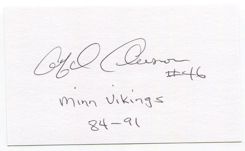 Alfred Anderson Signed 3x5 Index Card Autographed Signature Minnesota Vikings 