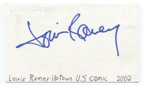 Louis Ramey Signed 3x5 Index Card Autographed Signature Comedian Actor