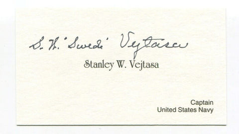 Stanley "Swede" Vejtasa Signed Business Card Autographed WWII Fighting Ace Pilot