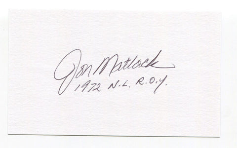 Jon Matlack Signed 3x5 Index Card Autographed MLB Baseball 1972 ROY NY Mets